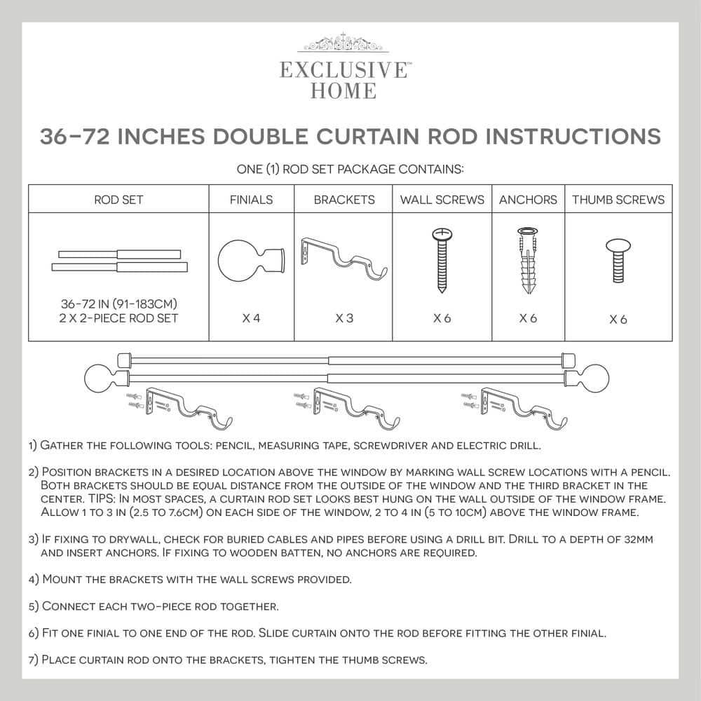 Ogee Double Window Curtain Rod and Finial Set