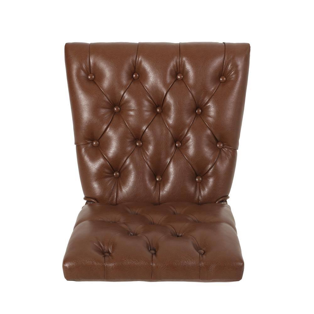 Noble House Uintah Contemporary Faux Leather Dining Chairs, Set of 2, Cognac Brown