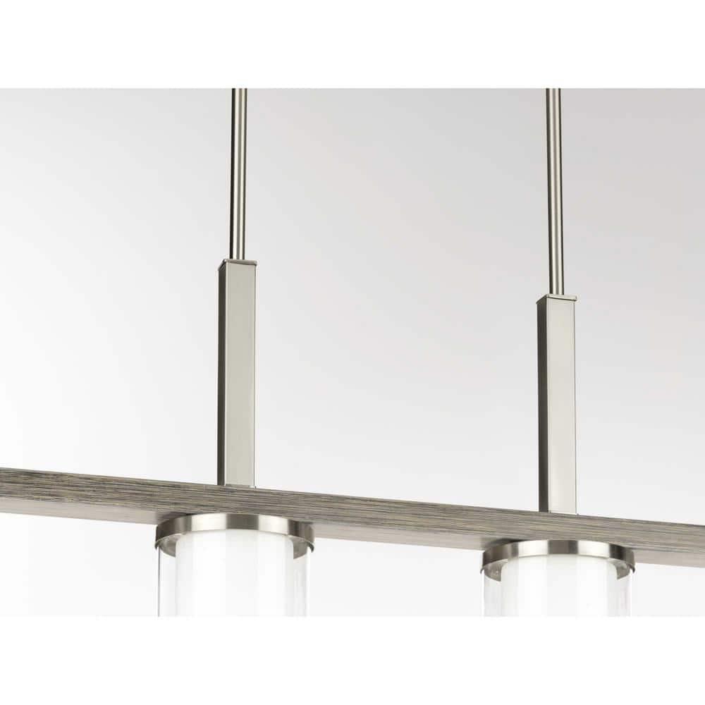 Progress Lighting Mast 4-Light Island Pendant, Brushed Nickel, Clear and Etched Glass Shades