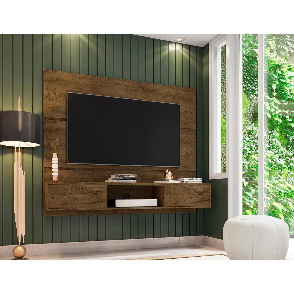 Manhattan Comfort Vernon Floating Wood Entertainment Center in Brown