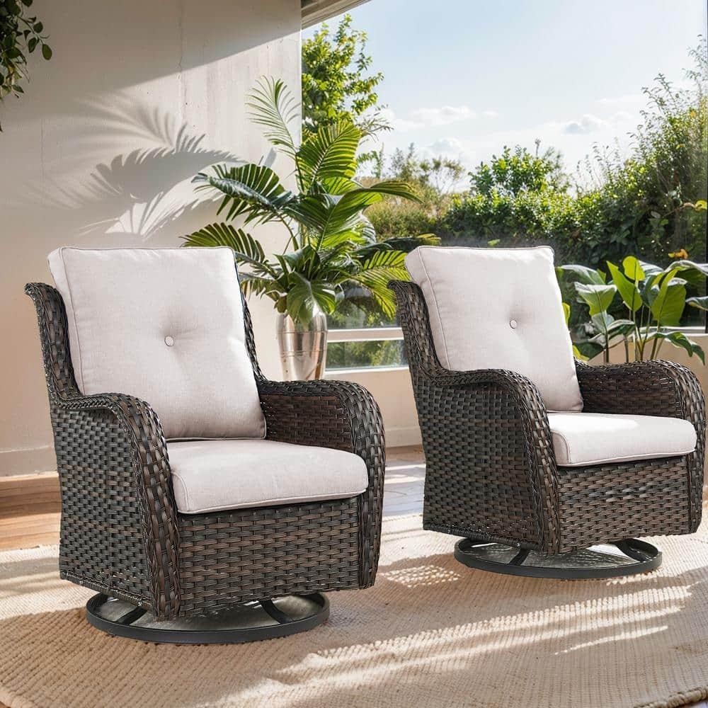 Carolina Outdoor Wicker Swivel Glide Chair with Cushions