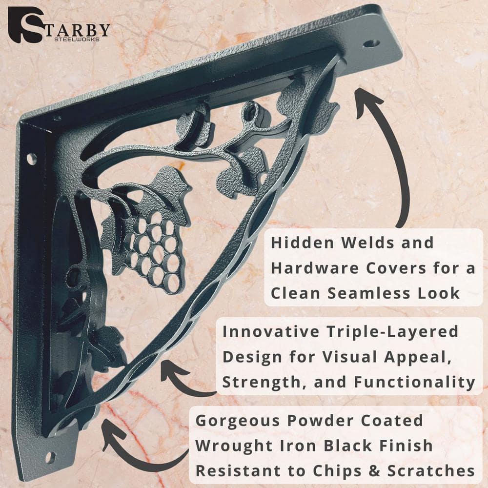 MADEIRA HEAVY DUTY STEEL FIREPLACE MANTEL BRACKETS, FLOATING SHELF, COUNTERTOP SUPPORT - HAND WELDED - 10" x 10" x 2"