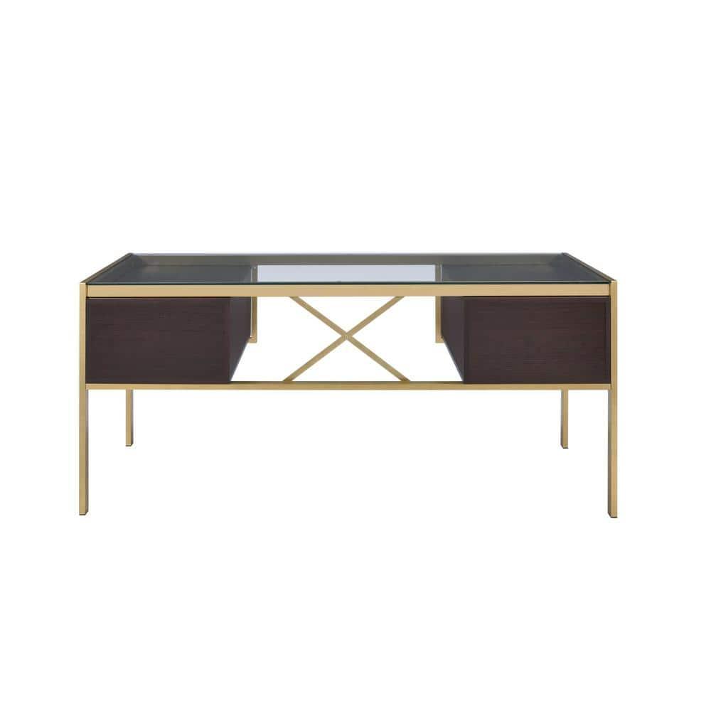 Everly Quinn Solid Wood Top Metal Base Writing Desk