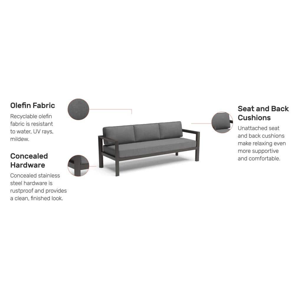 Homestyles Grayton Gray Aluminum Outdoor Aluminum Sofa