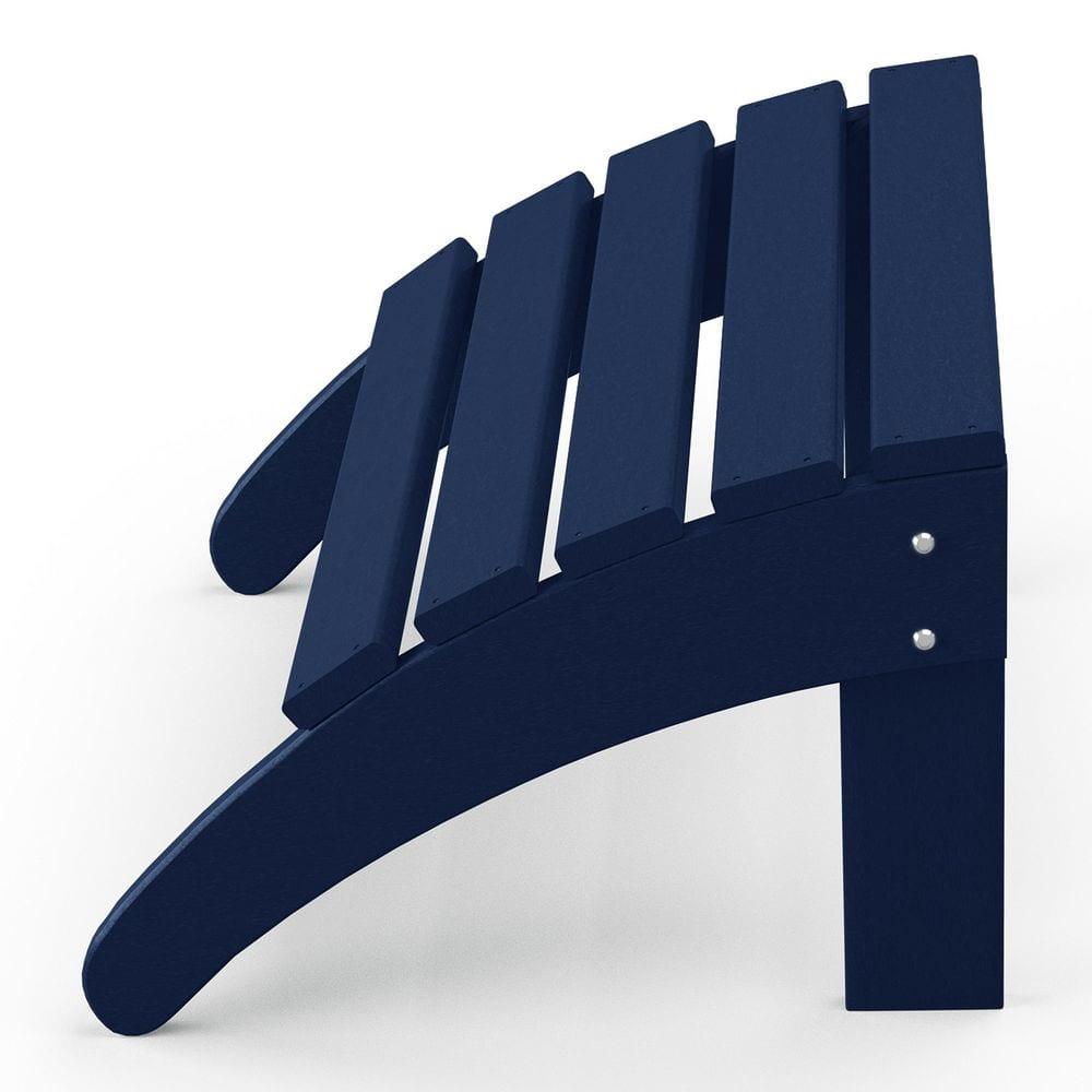 Polytrends  Laguna Hdpe All Weather Outdoor Patio Foldable Ottoman Navy Blue