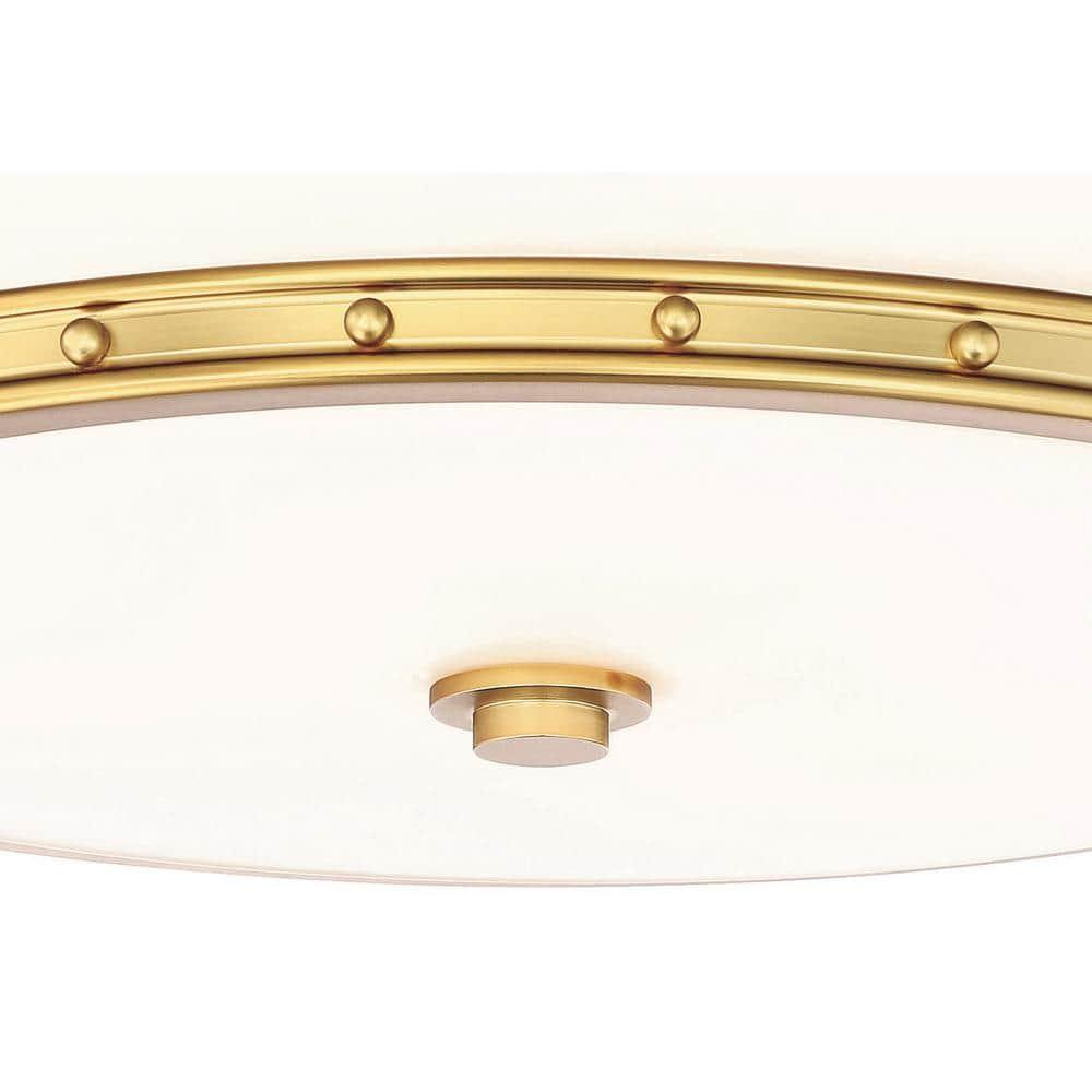Minka Lavery Modern Ceiling Light Flush Mount Fixture 15 1/2" Liberty Gold Etched Opal White Glass Shade for Bedroom Kitchen House