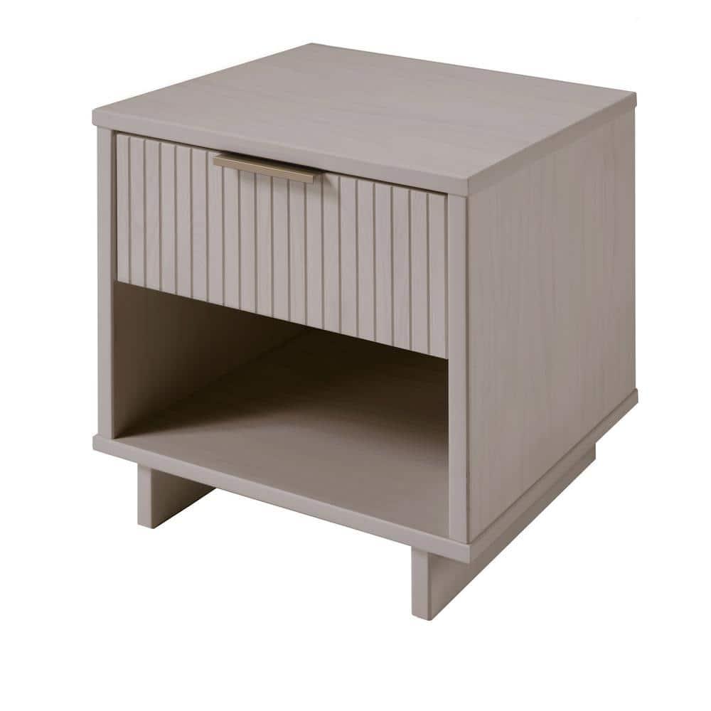 Granville Modern 1 Drawer Nightstand Light Gray - Manhattan Comfort: Wood Frame, Storage Shelf, 30 Day Warranty