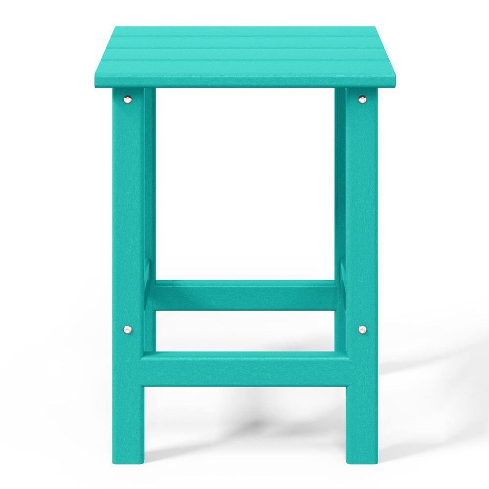 Polytrends  Laguna Hdpe All Weather Outdoor Patio Square Side Table Turquoise