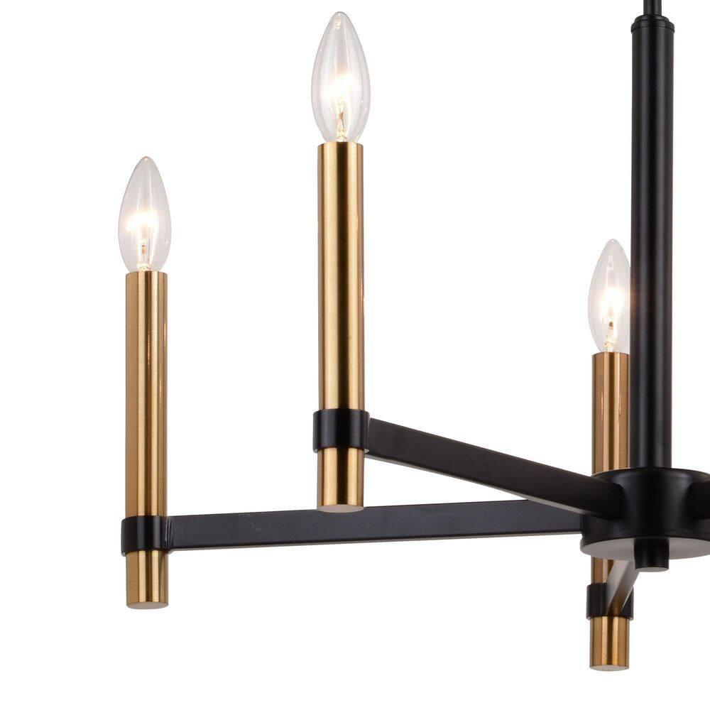VAXCEL Damen 5 Light Black and Brass Contemporary Candle Chandelier