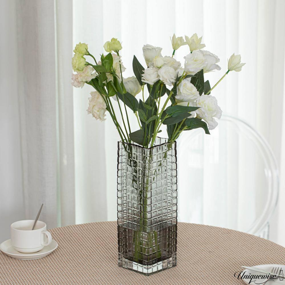 Uniquewise Large Grey Frosted Glass Table Vase - A Timeless Centerpiece for Dining Tables, Living Rooms, Bedrooms, Hotel Reception Areas