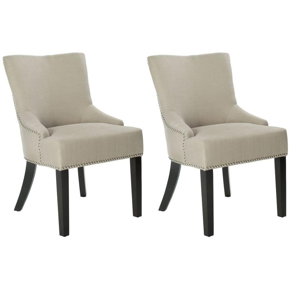 SAFAVIEH Lotus 19''H KD Side Chair Set of 2 Silver Nail Head Antique Gold