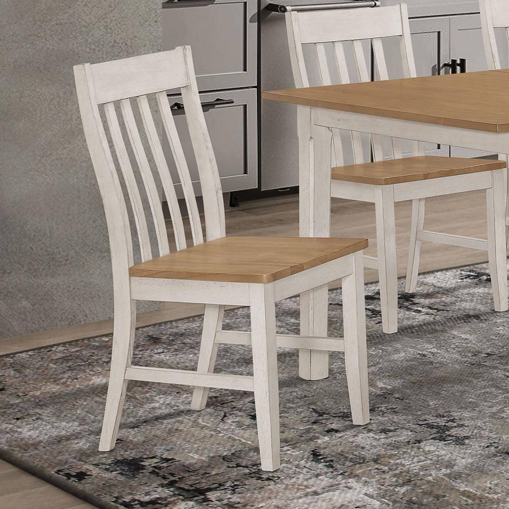 Coaster Kirby Wood Slat Back Side Chair Natural and Rustic Off White