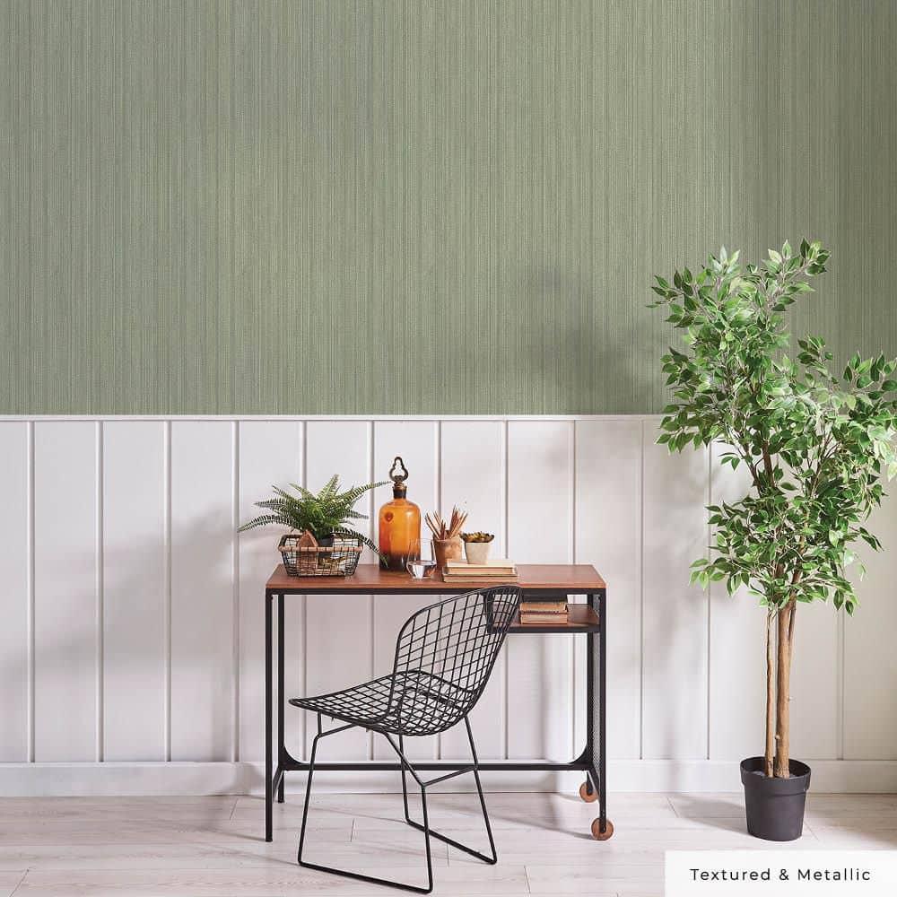 Tempaper & Co. 28 sq ft Faux Grasscloth Removable Peel and Stick Wallpaper Textured Sage : Vinyl, Self-Adhesive, Wood Grain Design