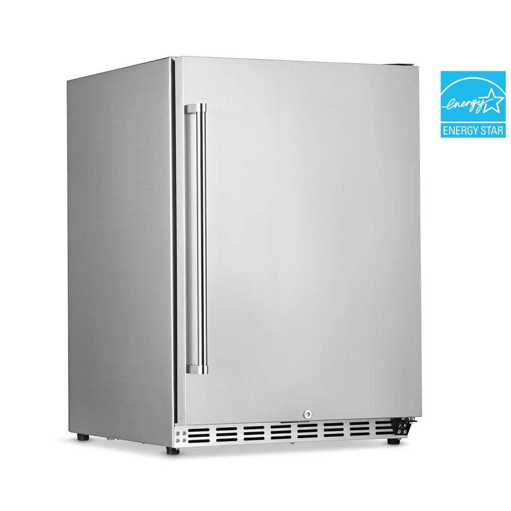 Newair 24" 5.3 Cu. Ft. Commercial Stainless Steel Built-in Beverage Refrigerator, Steel Interior, Weatherproof and Outdoor Rated, ENERGY STAR