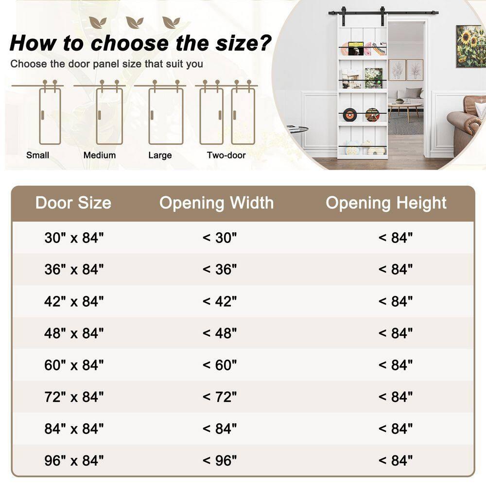 ARK DESIGN 84"H Wood and Primed Bookshelf Style Barn Door with Mounting Hardware Kit