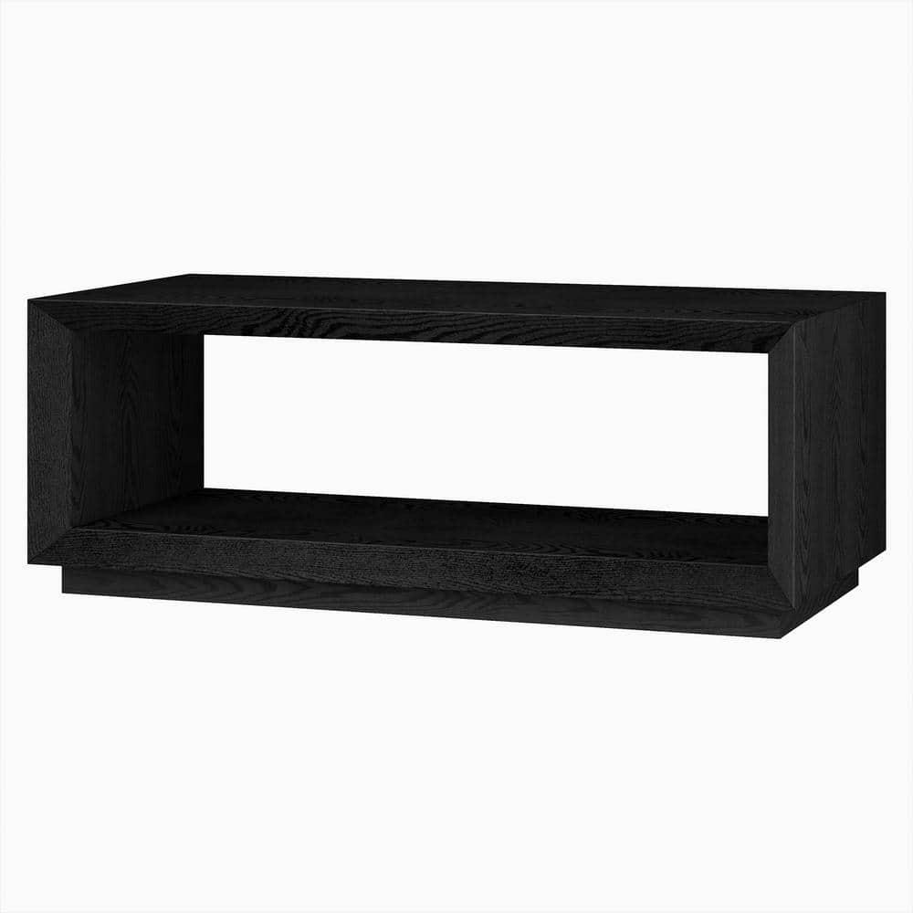 Evelyn&Zoe Tannen 48" Wide Rectangular Coffee Table, Black Grain
