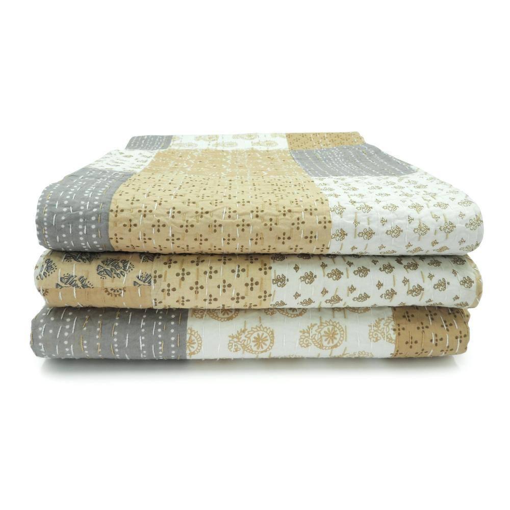Rajani Home Advika Handmade Kantha Cotton Throw Blanket