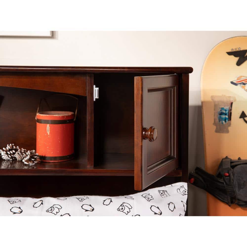 Full Newport Bed with Twin Urban Trundle, Bookcase Headboard, No Box Spring - AFI