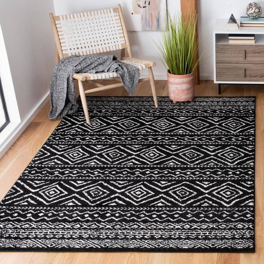 Tulum TUL267 Power Loomed Indoor Area Rug - Black/Ivory - 8'x10' - Safavieh