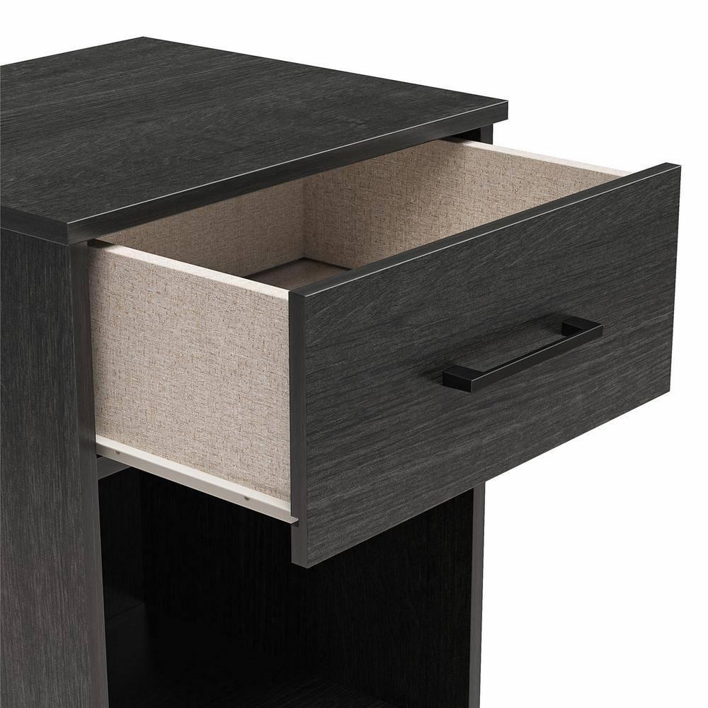 Ameriwood Home BrEZ Build Collection Pearce Nightstand with Drawer, Black Oak
