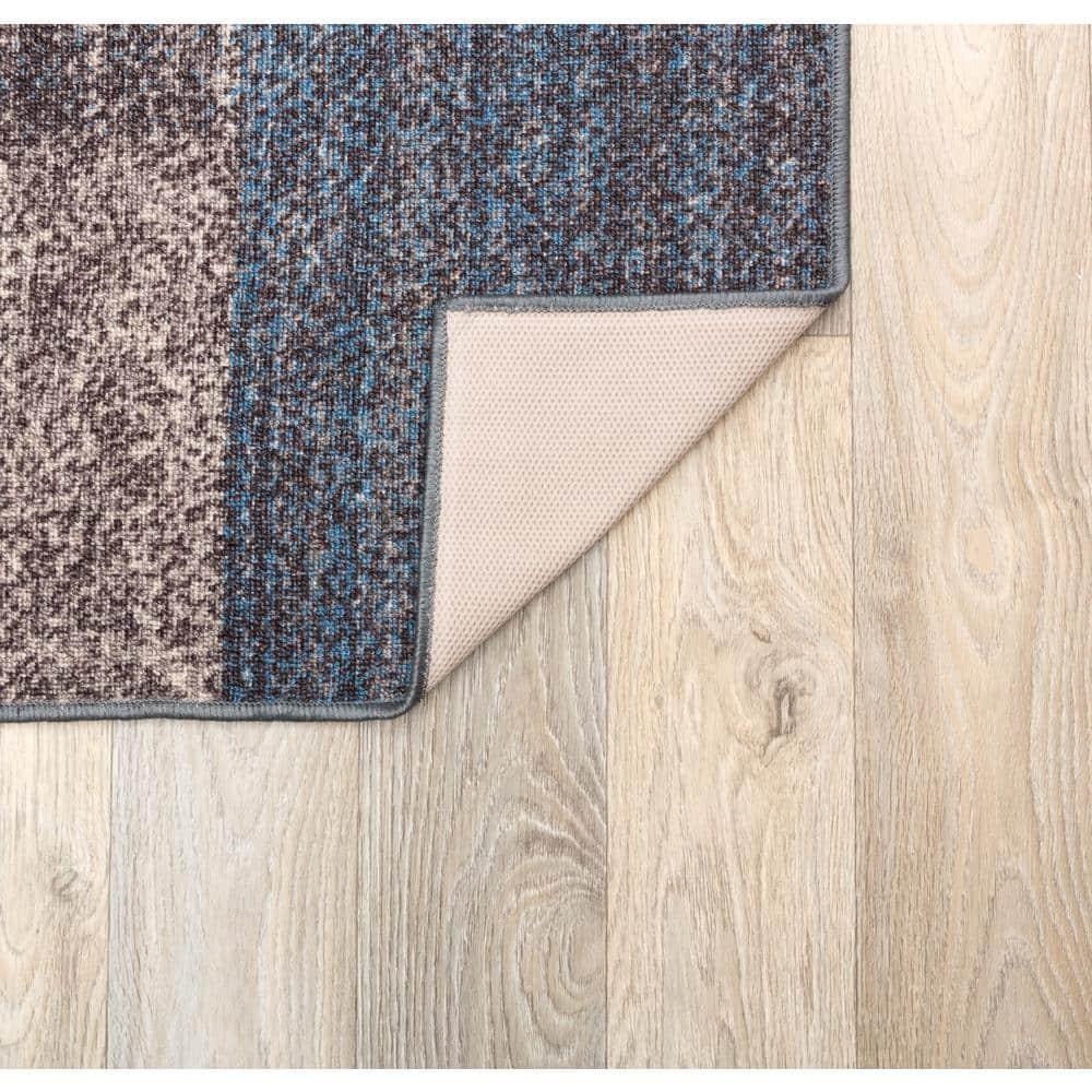 World Rug Gallery Modern Boxes Design Non-slip (Non-skid) Blue 3'3" x 5' Area Rug
