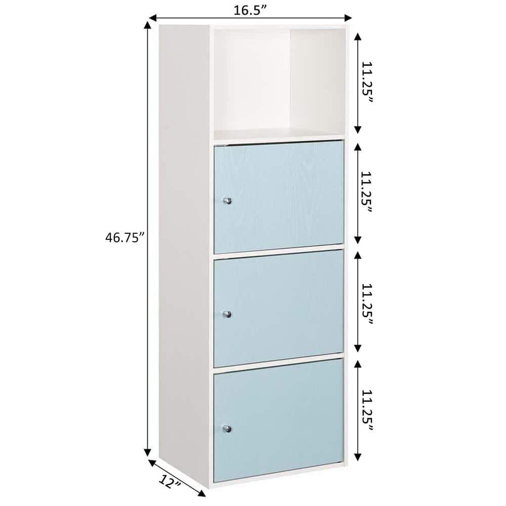Convenience Concepts Xtra Storage 3 Door Cabinet with Shelf, White/Sea Foam Blue