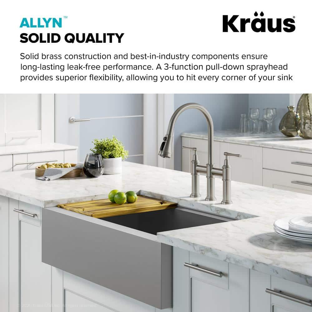 Kraus Allyn Transitional Bridge Kitchen Faucet and Water Filter Faucet Combo