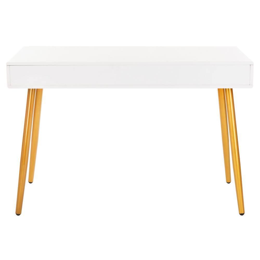 Jorja 1 Drawer 1 Shelf Desk - DSK2200 - White/Gold - Safavieh