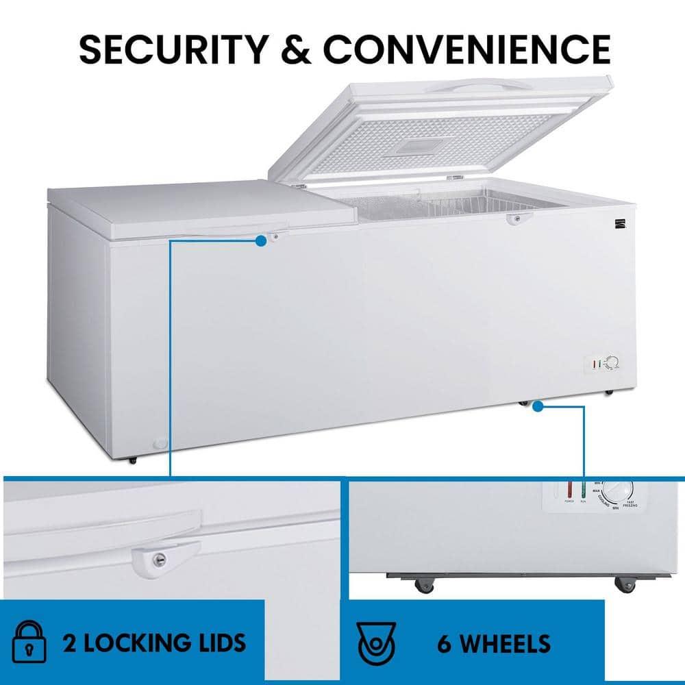 79.13 in. 21 cu. ft. Convertible Freezer, Manual Defrost Chest Freezer with Dual Lids, Garage Ready in White
