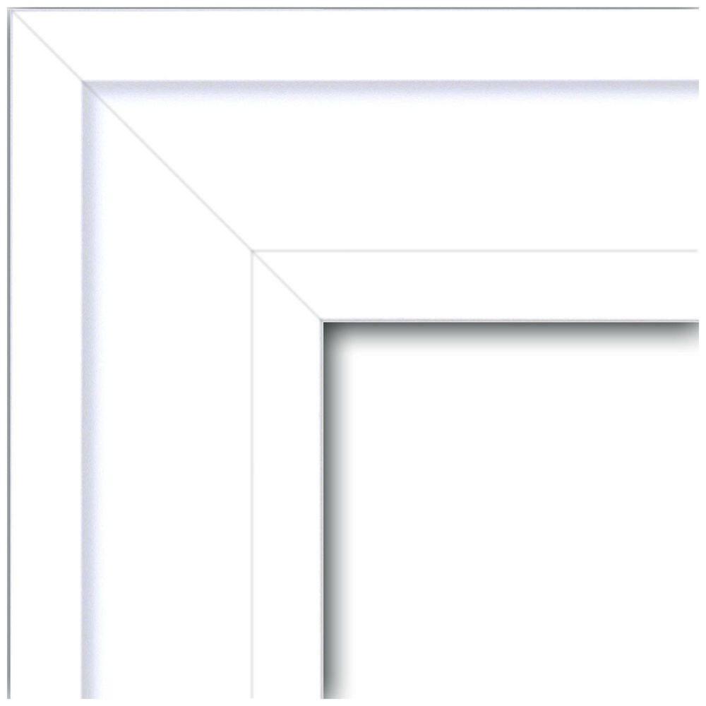 33" x 27" Non-Beveled Craftsman Wood Bathroom Wall Mirror White - Amanti Art: Modern Style, Wall Mounted, Includes Hardware