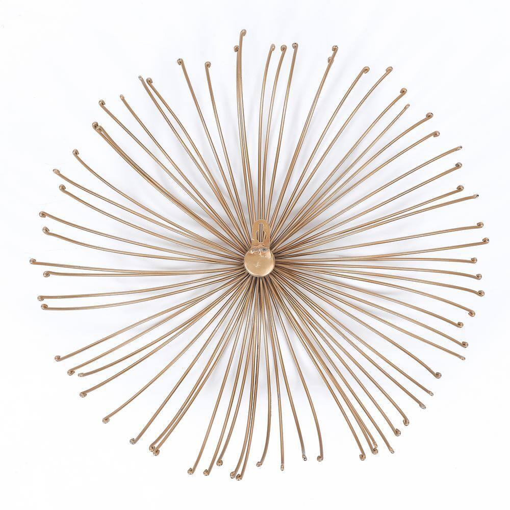 LuxenHome Gold Abstract Flower 16.7" Round Metal Wall Decor