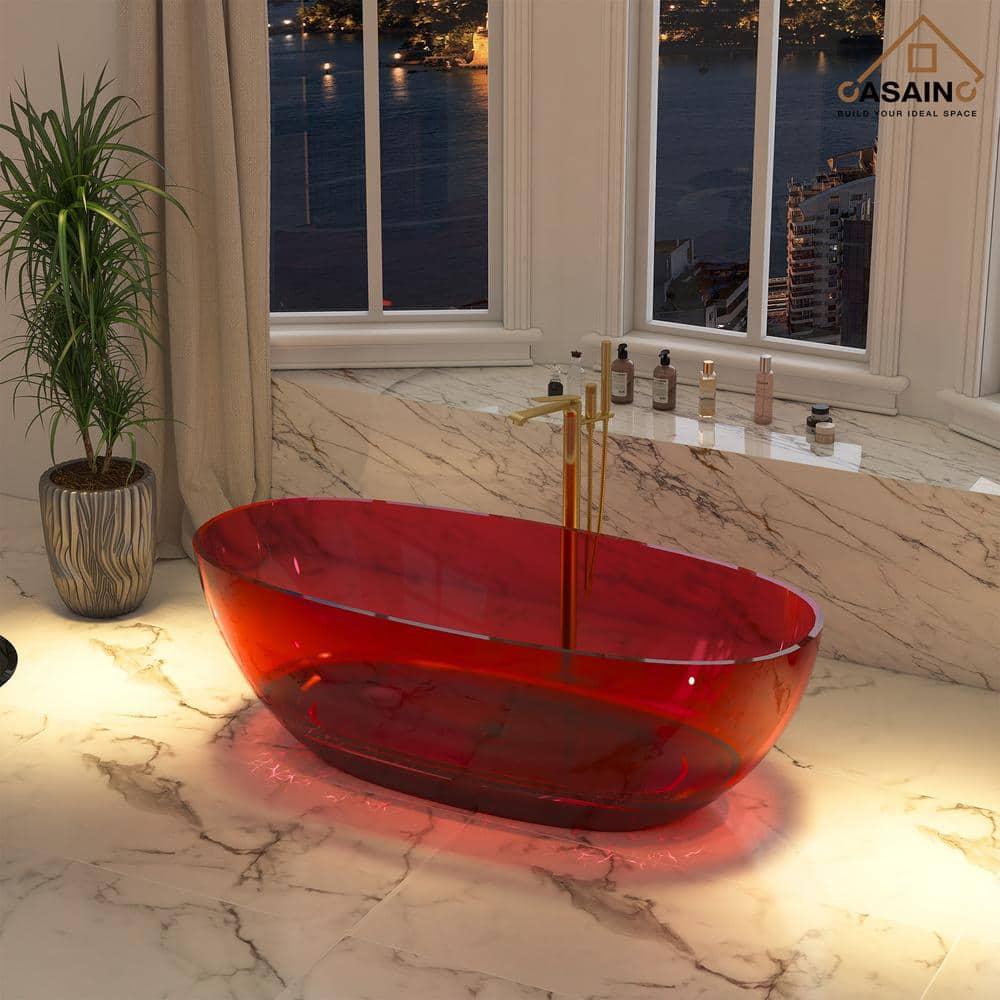 67'' x 30'' Runway Semi Transparent Resin Freestanding Soaking Bathtub