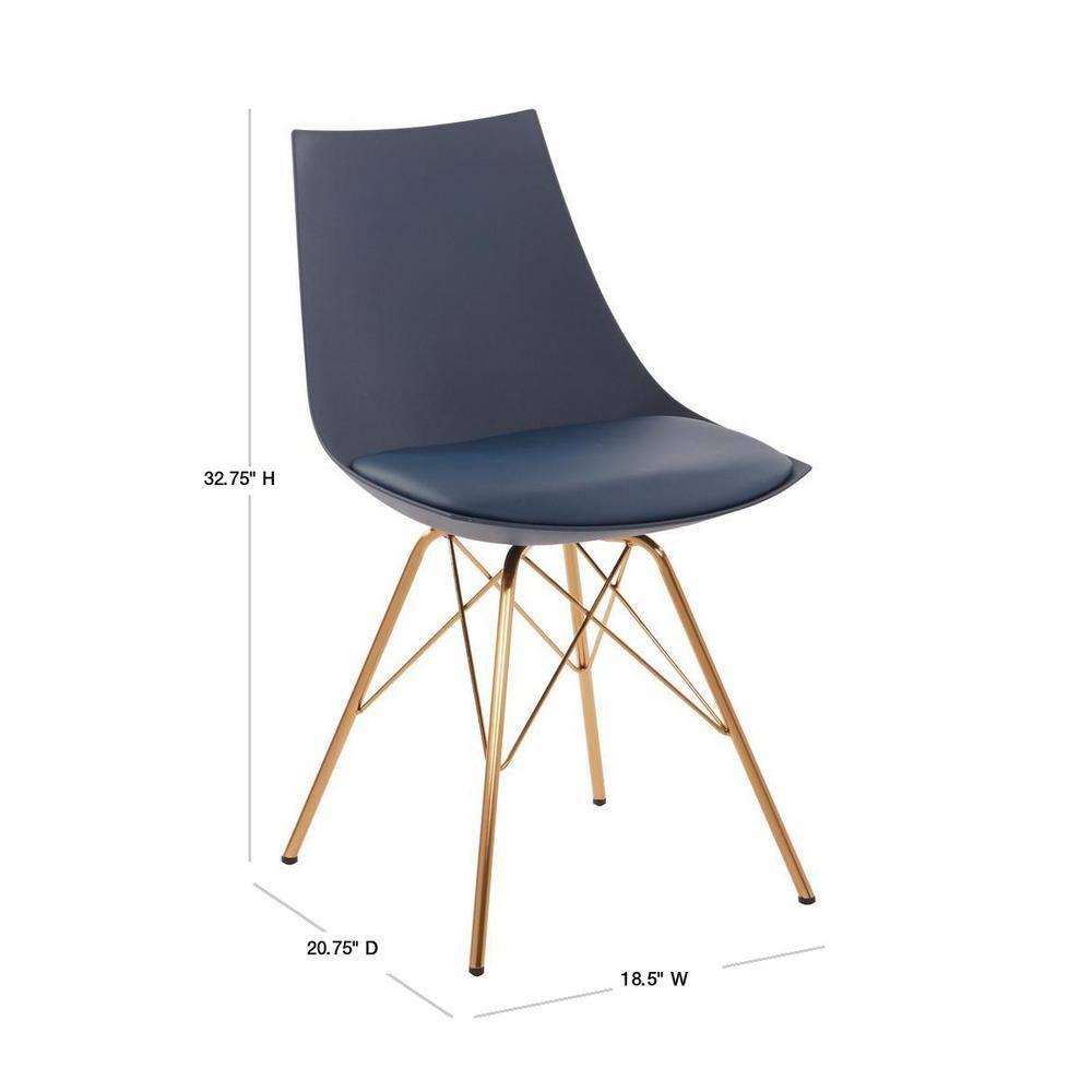 OSP Home Furnishings Oakley Chair in Navy Faux Leather with Gold Chrome Base
