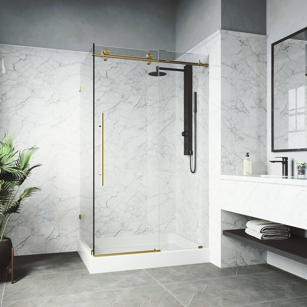 Elan E-class 48" W x 36" D x 82" H Sliding Frameless Shower Enclosure with 3/8" Clear Glass&Base