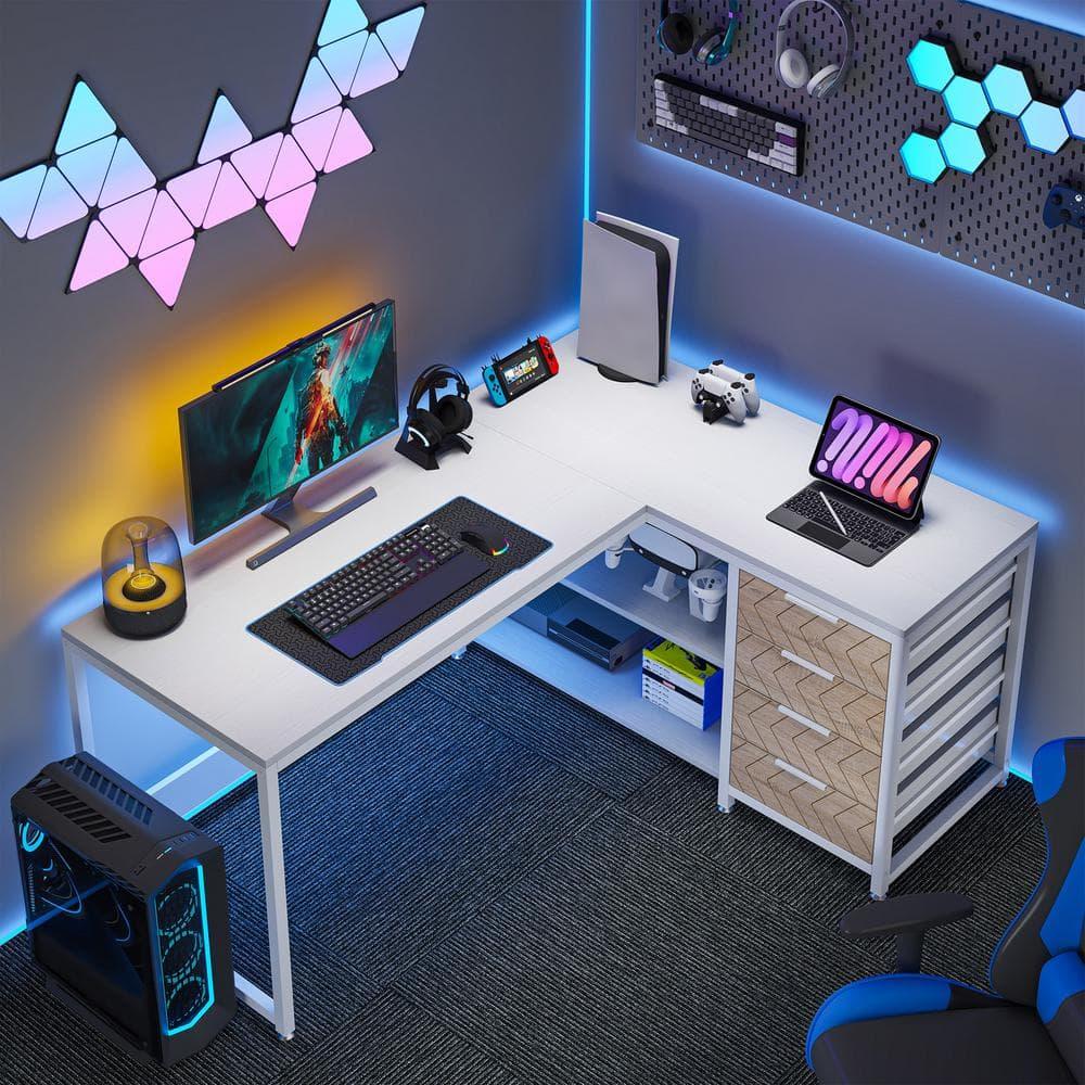 Tribesigns 59" L-Shaped Computer Desk, Reversible Corner Office Desk for Home Office, White