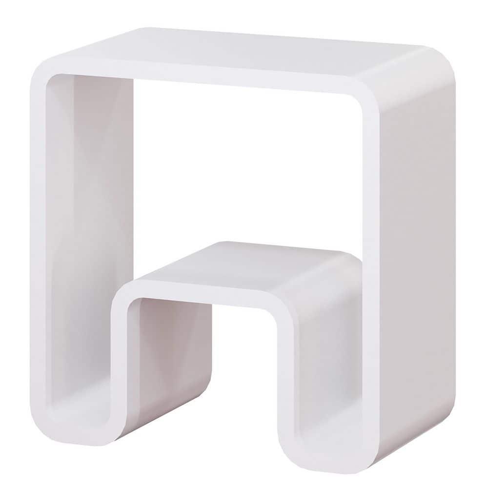 Matte White Solid Surface Dual-Layer Shower Stool
