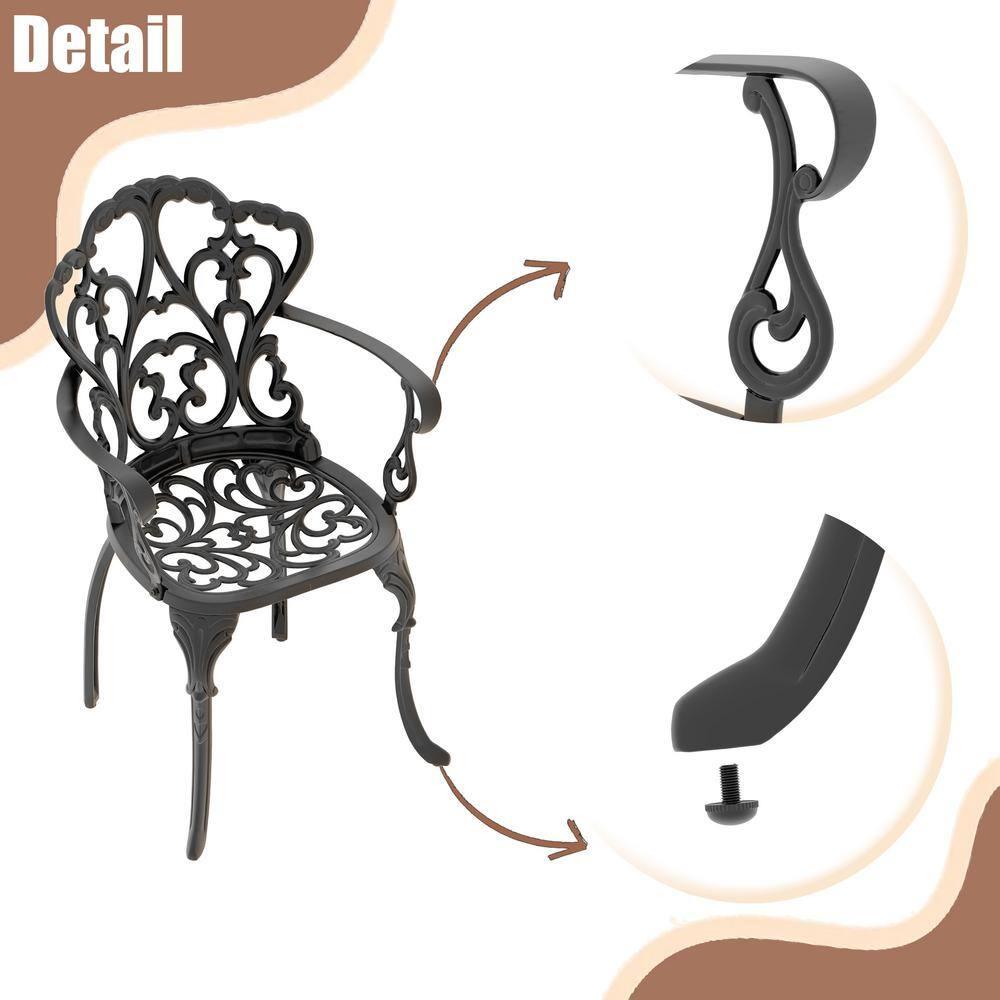 Deka Outdoor Cast Aluminum Dining Chairs, Set of 2, Shiny Copper