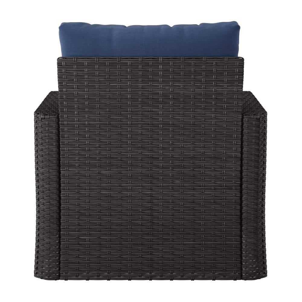 Brisbane Outdoor Wicker / Rattan Rust Resistant Chair with Blue Cushions