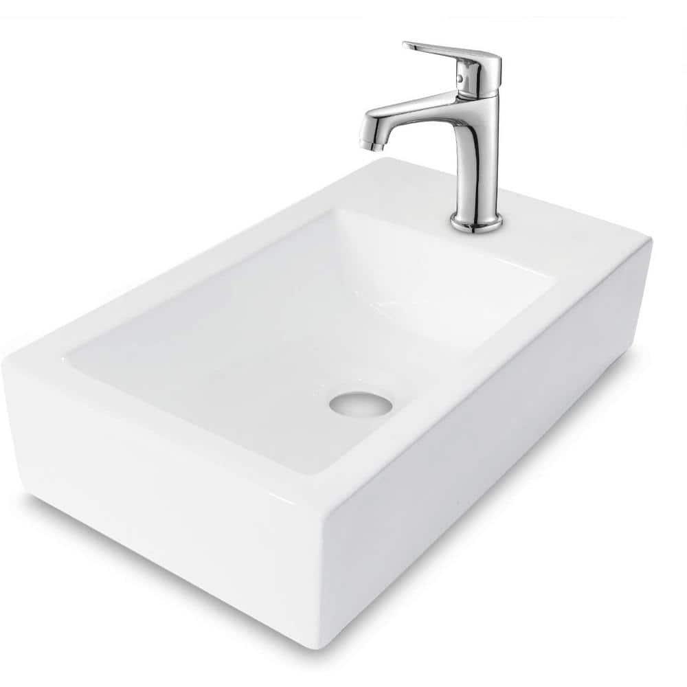 Lordear LGP1810-11 Lordear 10'' White Ceramic Rectangular Bathroom Sink
