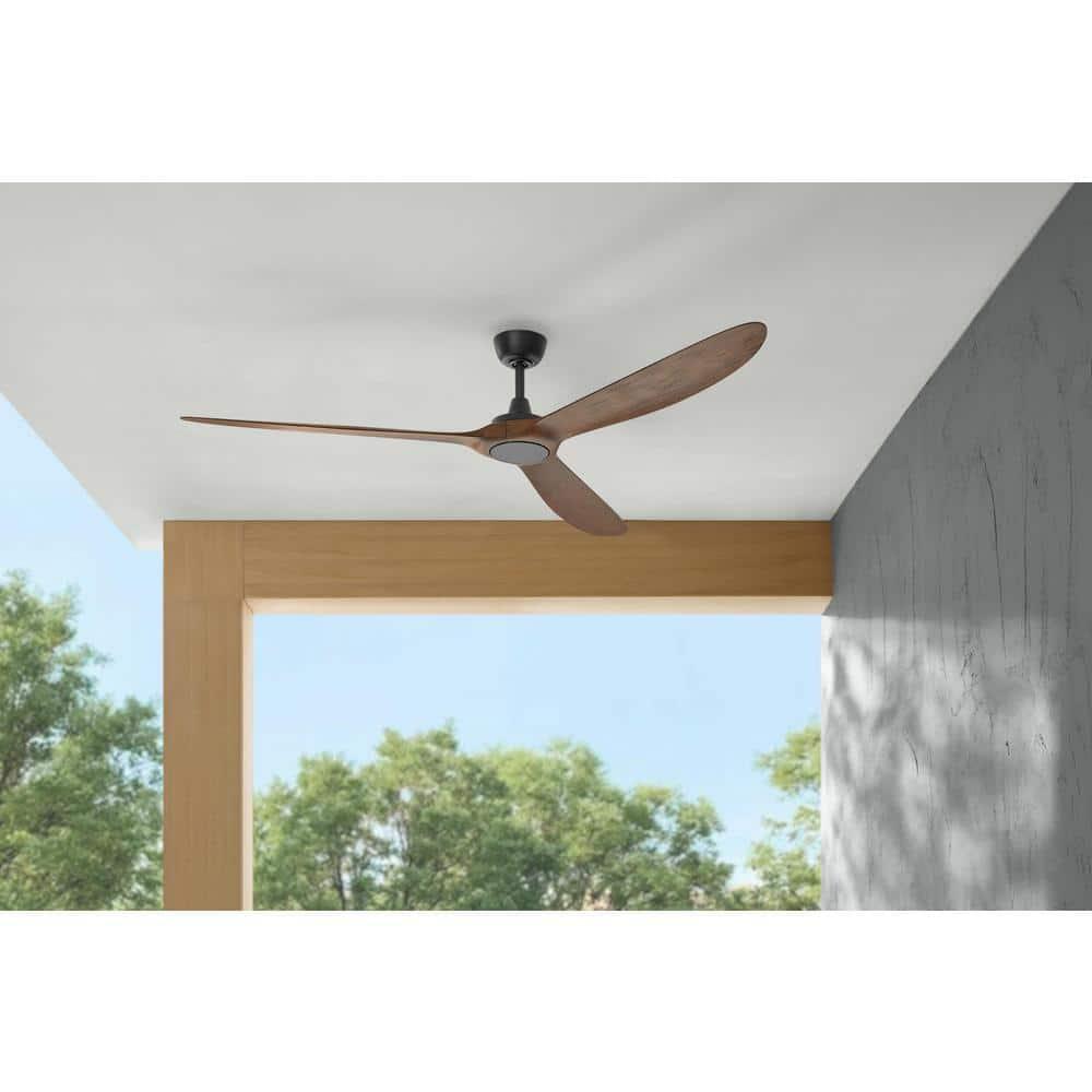 Home Decorators Collection Tager 72 in. Indoor/Outdoor Matte Black Smart Ceiling Fan with Remote Control Powered by Hubspace