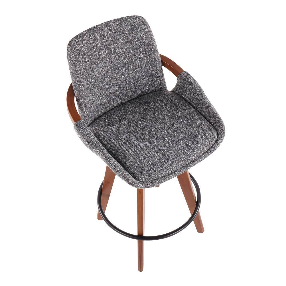 Cosmo Mid-Century Modern Counter Height Barstool Walnut/Gray: Swivel, Padded, Wood Legs - LumiSource