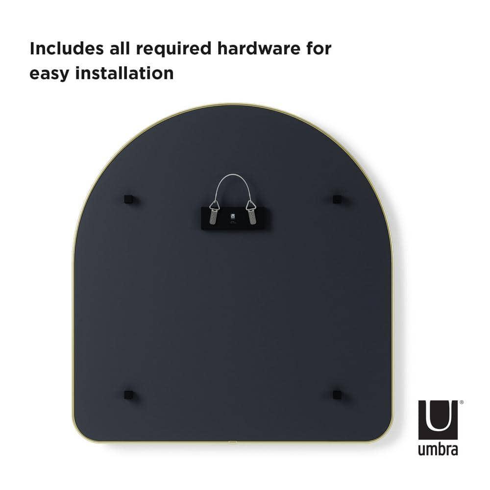 34" x 36" Hubba Arched Mirror Metallic Titanium - Umbra: Modern Oval Wall Mount, No Assembly, Steel Frame
