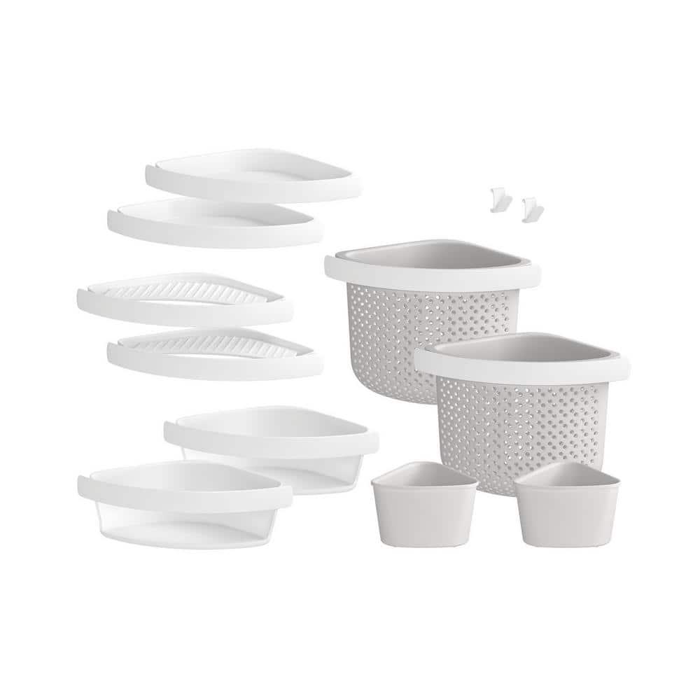 STORE+ 12-Piece Wall Mounted Shower Caddy in White Finish