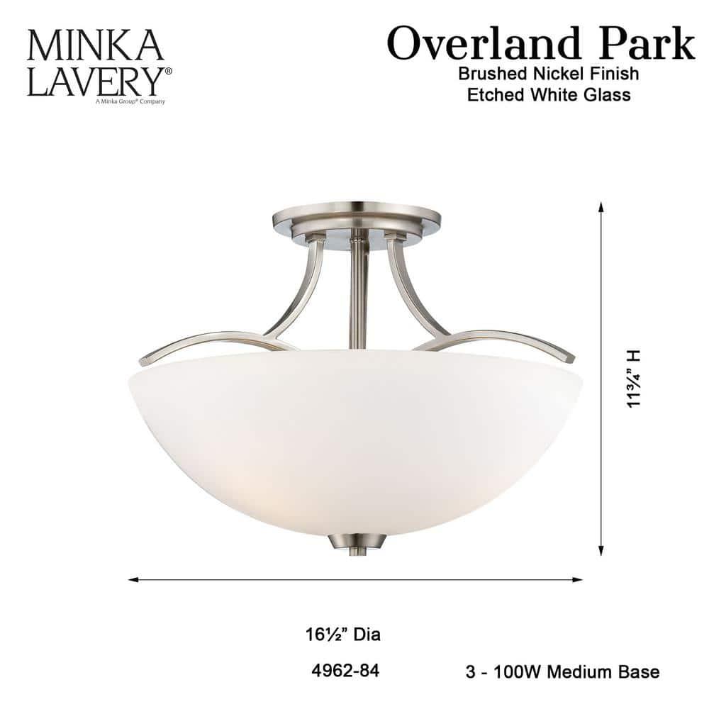 Minka Lavery - Overland Park - 3 Light Semi-Flush Mount in Transitional Style -