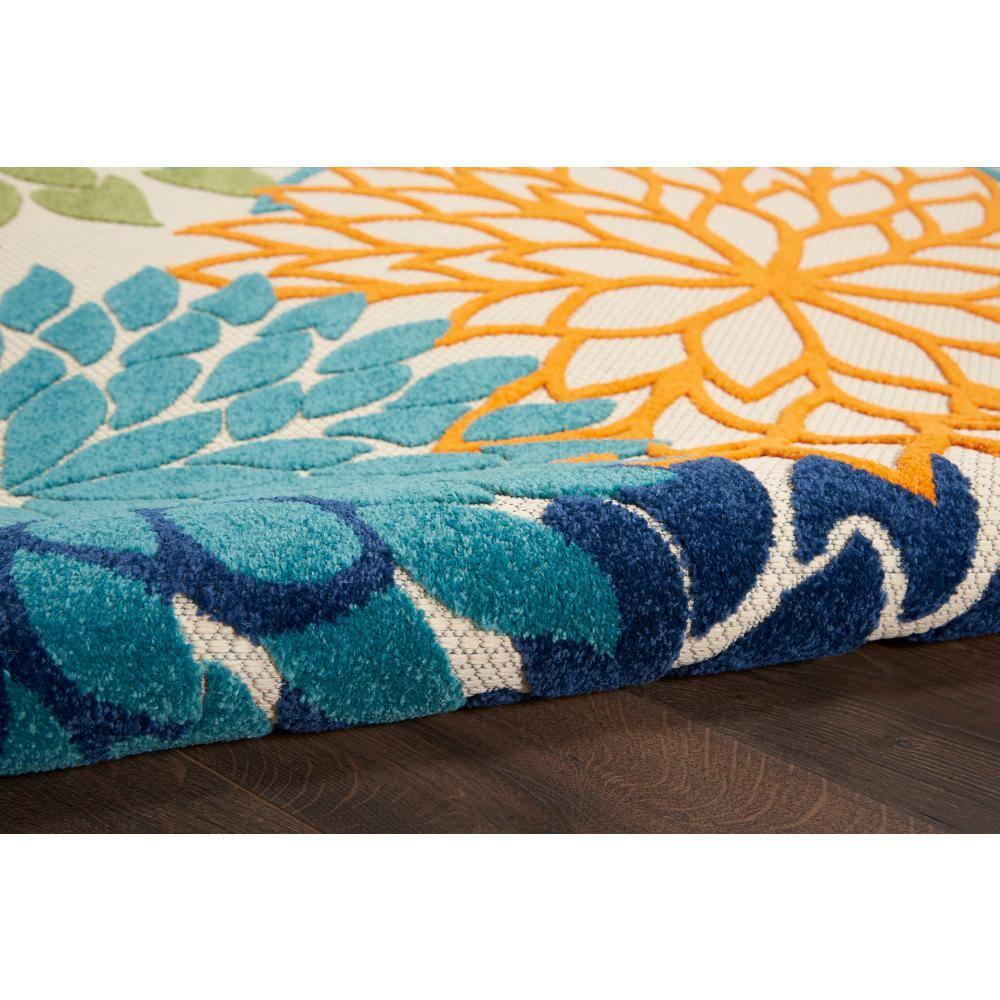 Nourison Aloha Floral Bloom Flatweave High-Low Indoor Outdoor Round Rug Multicolor 7'10" x 7'10"
