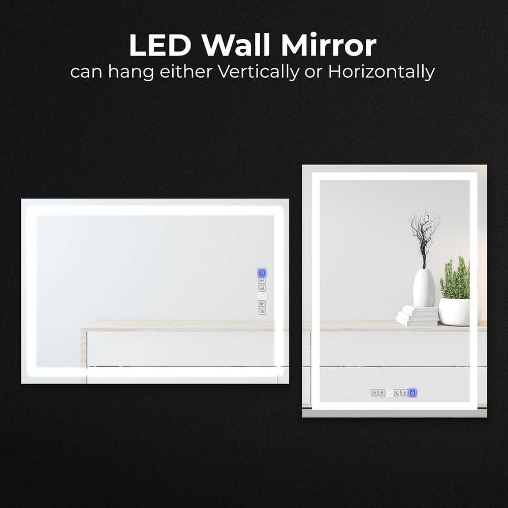 20"x30" inches LED Dimmable Bathroom Mirror Rectangle LED Lighted Wall Mounted Mirror for Vanity Room with Touch Button and Anti-Fog Function by Fab Glass and Mirror
