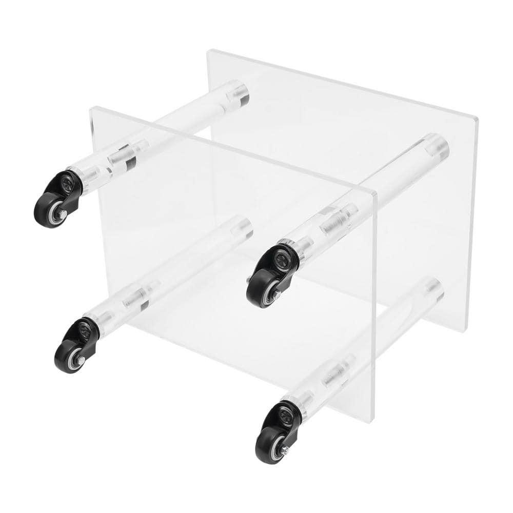 2-Tier Rolling Under Desk Printer Stand Cart with Storage Shelves, Clear Acrylic Printer Rack with Wheels for Home, Office 11.8 Width