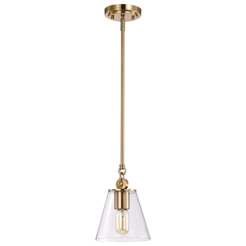 60/7410-Nuvo Lighting-Dover - 1 Light Small Pendant In Mid-Century Modern Style-9.5 Inches Tall and 7 Inches Wide-Vintage Brass Finish