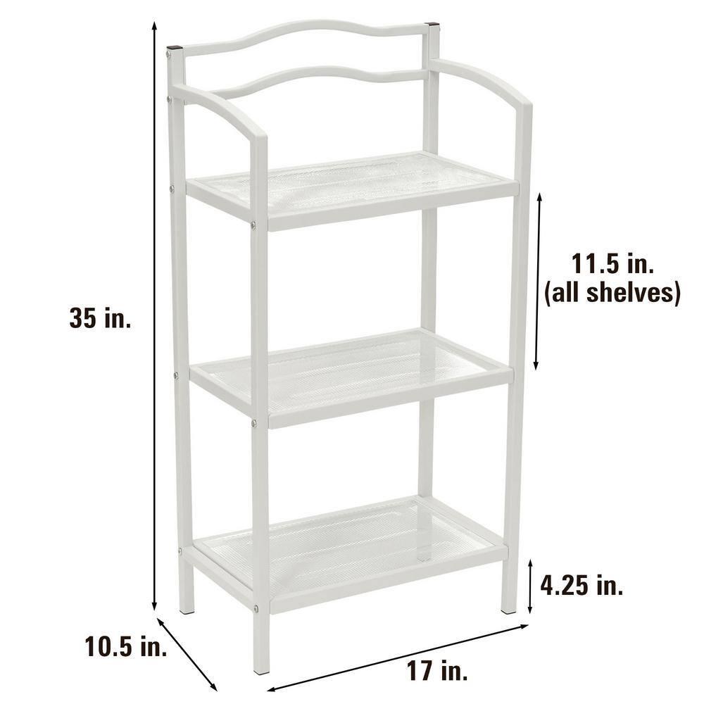 3-Tier Metal Bathroom Storage Shelf, White