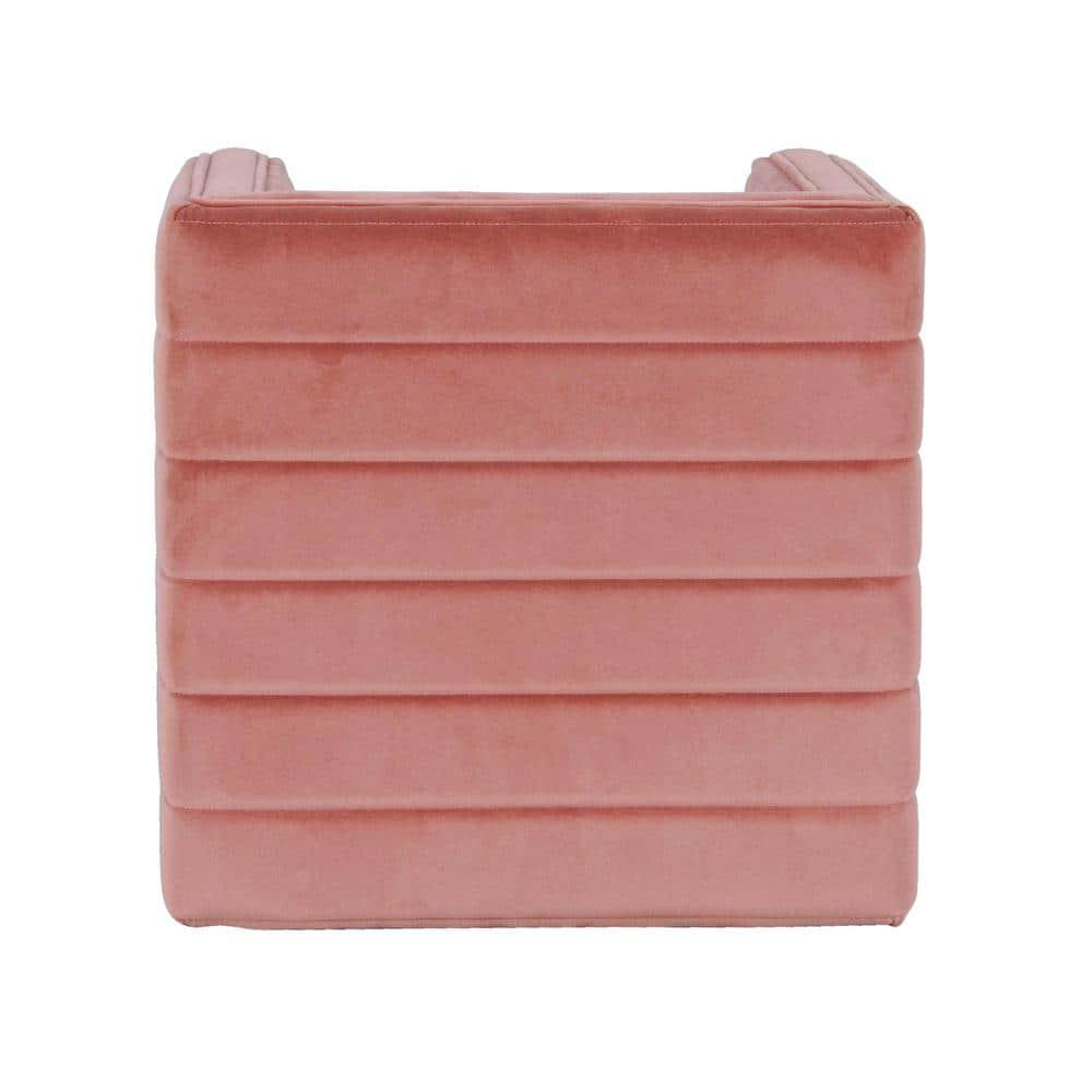 Modern Channel Ottoman Blush Velvet - HomePop: Upholstered, Tufted, Luxury Seating